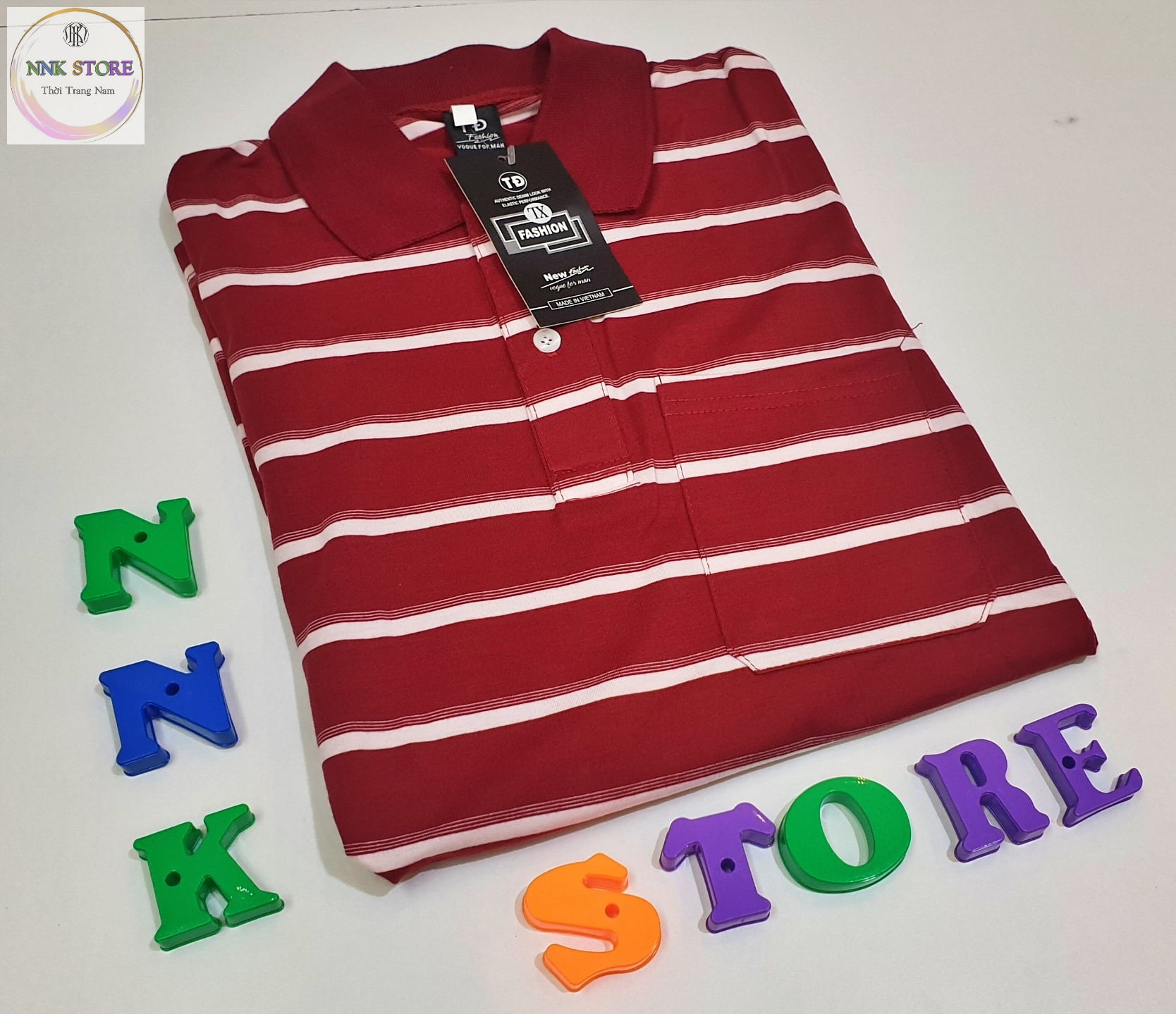 [HCM] Áo Thun Nam Trung Niên Sọc Ngang Cổ Bẻ From Rộng Tay Lở Vải Thun Co Giãn 4 Chiều NNKSTORE Size Từ 48-80kg