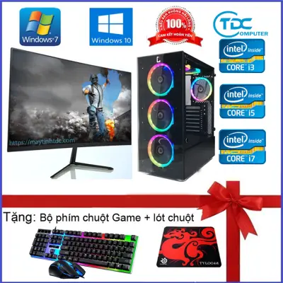 Bộ máy tính để bàn PC Gaming + Màn hình 22inch FULL viền cấu hình core i7, i5, Ram 16GB SSD 240GB, Card 2GB chiến game PUBG mobile, PUBG lite, LOL, CF đột kích, Fifa, Cs + Quà Tặng bàn phím chuột chuyên Game LED