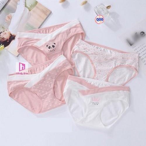 Sét 4 Quần Lót Bầu cạp chéo coton sịn siêu đáng yêu ( túi zip)