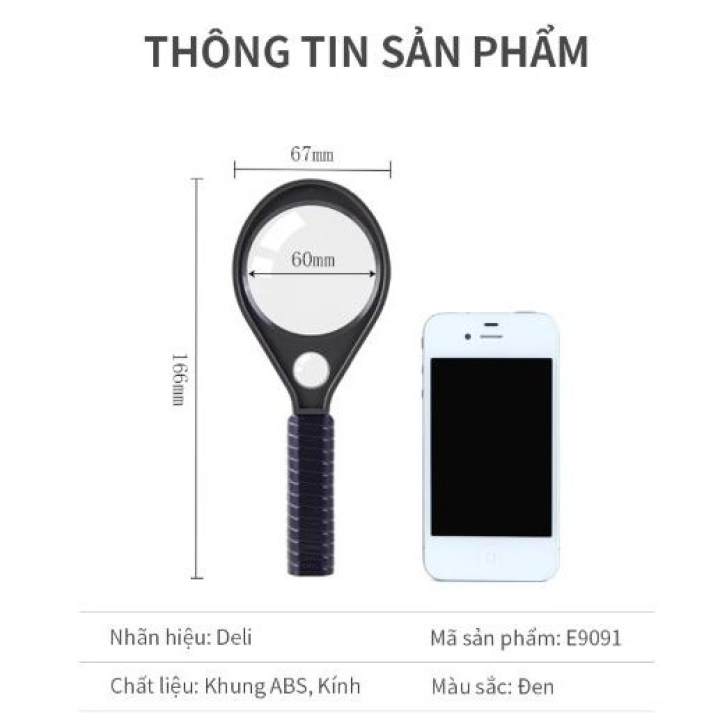Kính lúp x3 Deli, Đen - E9091 - Hình ảnh 5