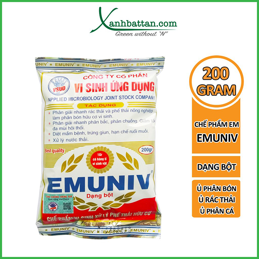 Chế Phẩm Ủ Phân Và Rác Thải Emuniv Gói 200 Gram