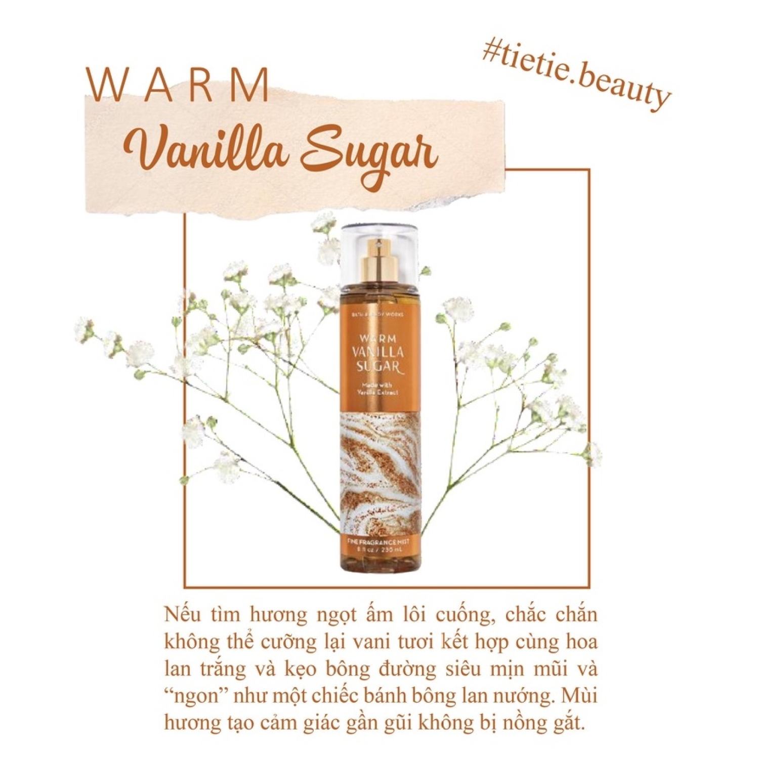 Xịt thơm Body Mist Warm Vanilla Sugar - Bath & Body Works 30ml [Bill Mỹ]