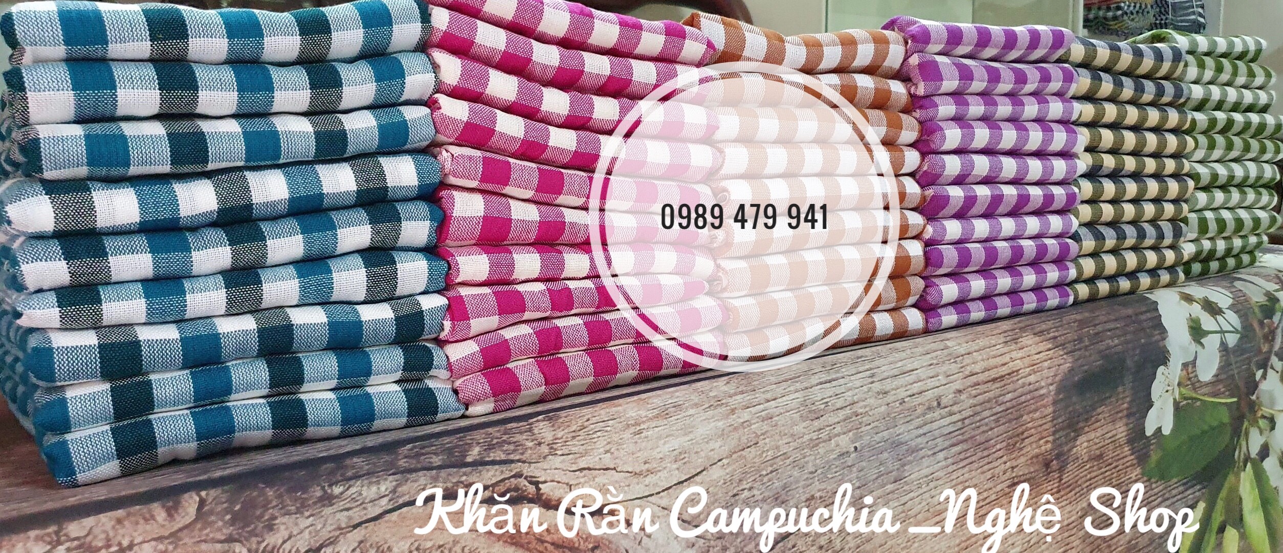 Khăn Rằn Campuchia - màu tím trắng mộng mơ