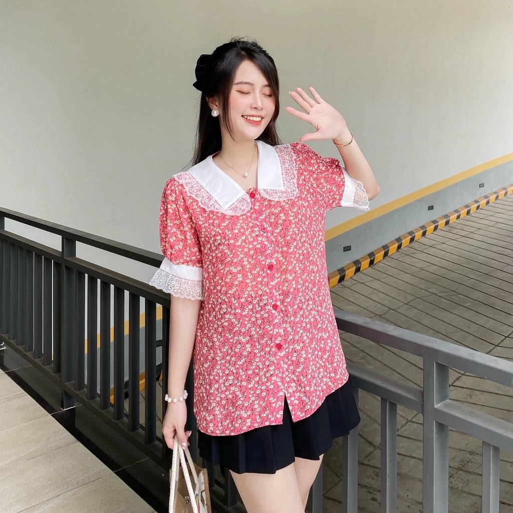ÁO SƠ MI CỔ NHỌN VIỀN REN (MS113)