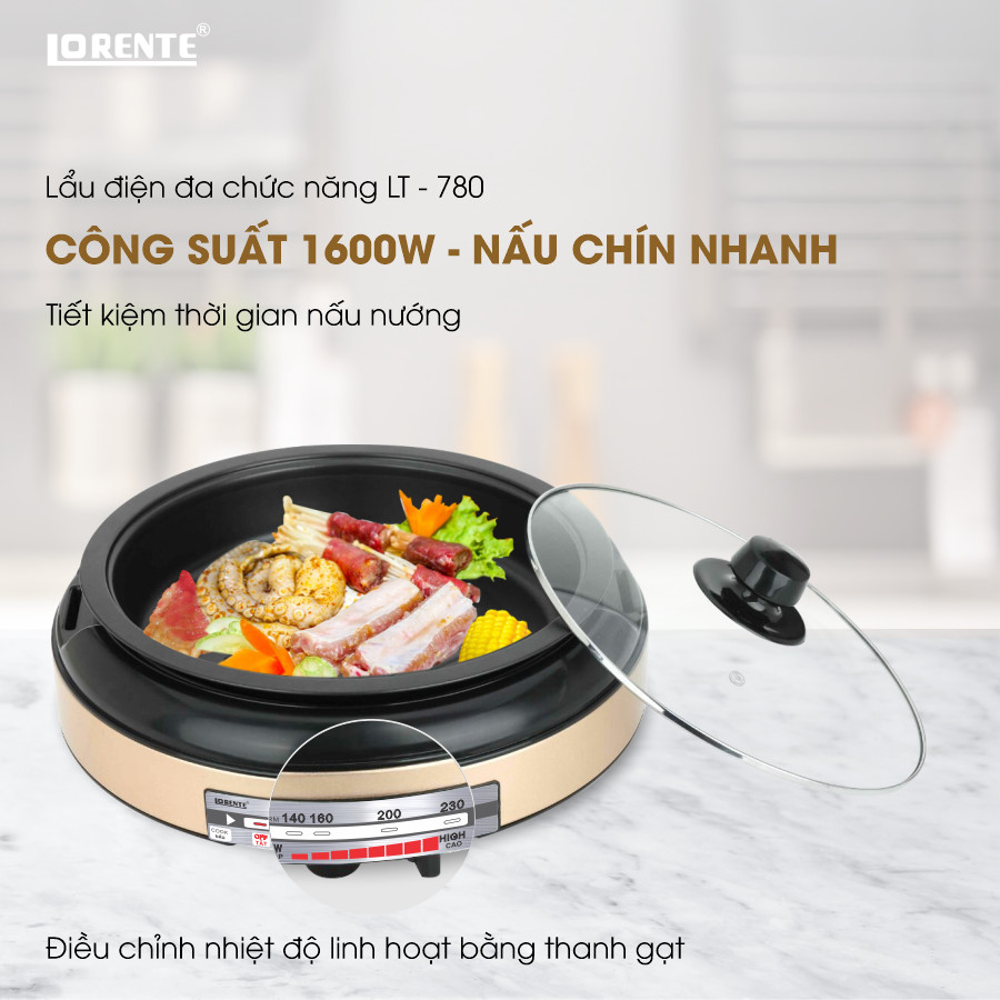 Nồi LẨU NƯỚNG đa năng Lorente LT 780 - 4 lit