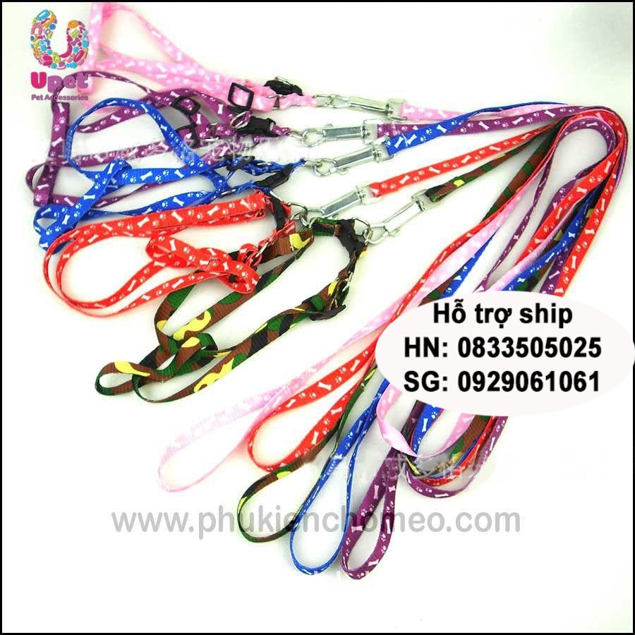 Hanpet - Dây vải yên ngựa 1 lớp ( 2 size) dây dắt chó mèo bằng vải - HP10744TC