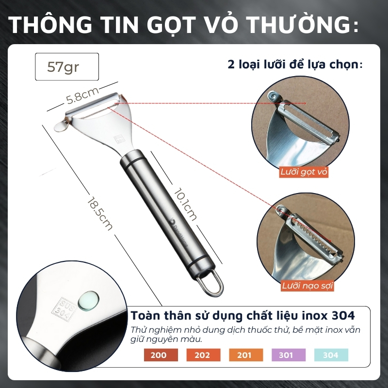 Dụng cụ gọt vỏ inox 304 DandiHome