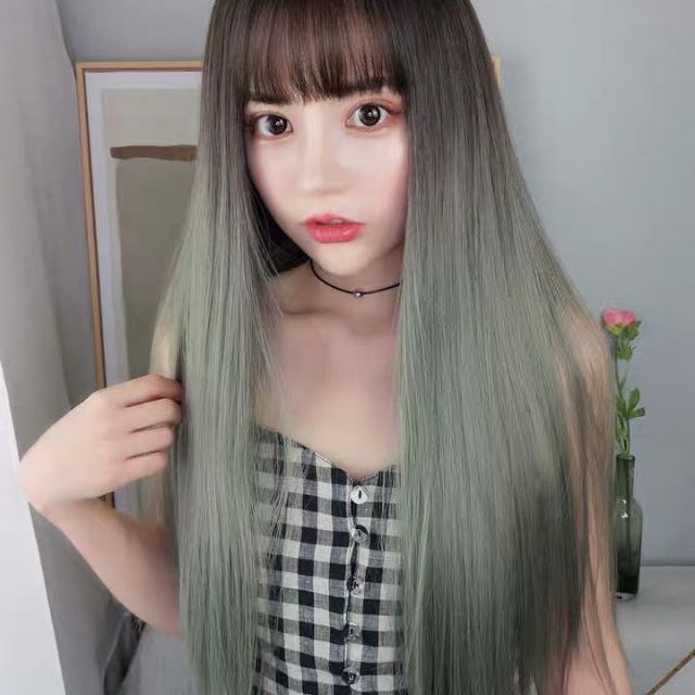 Tóc giả nữ giá rẻ 🥰FREESHIP🥰 Tóc giả nguyên đầu thẳng omber khói, z7007