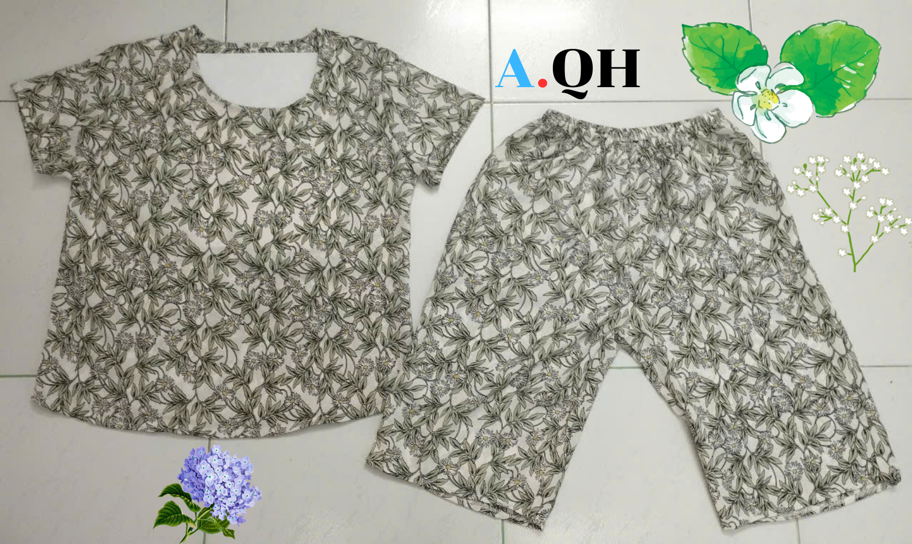 Women's Mango Silk Home Wear Set Shorts + Short Sleeves (48-65 kg)