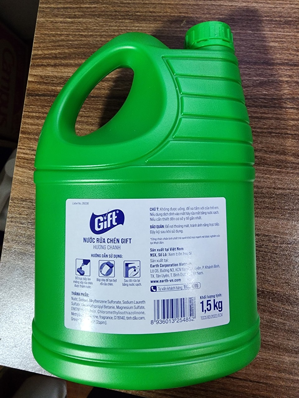 Nước rửa chén bát Gift Can 1.5 kg Hương chanh
