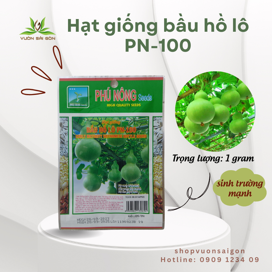 Hạt Giống Bầu hồ lô Phú Nông pn-100,  hạt giống chắc khỏe, tỉ lệ nẩy mầm cao (Vườn Sài Gòn)