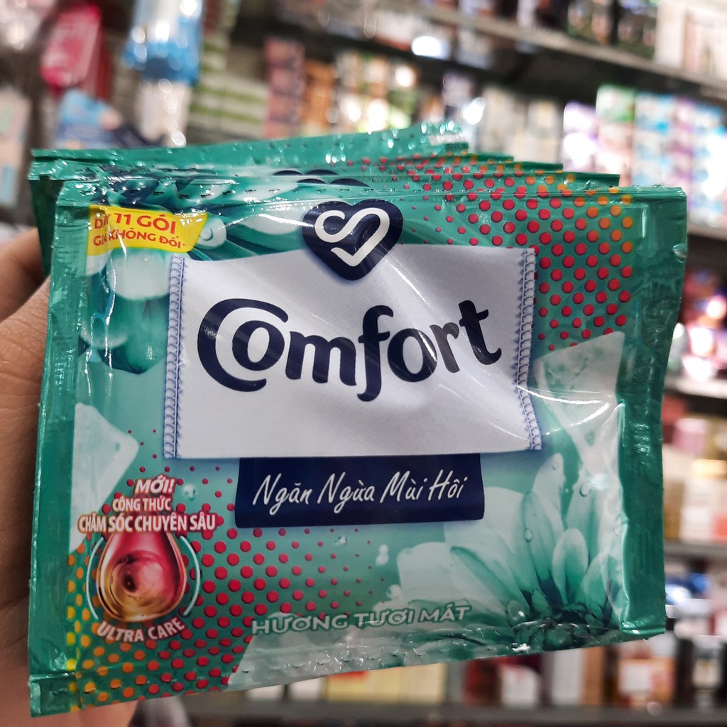 Combo 6 dây nước xả vải Comfort ngăn ngừa mùi hôi hương Tươi Mát gói 20ml - dây 10 gói - nước xả quần áo thơm lâu