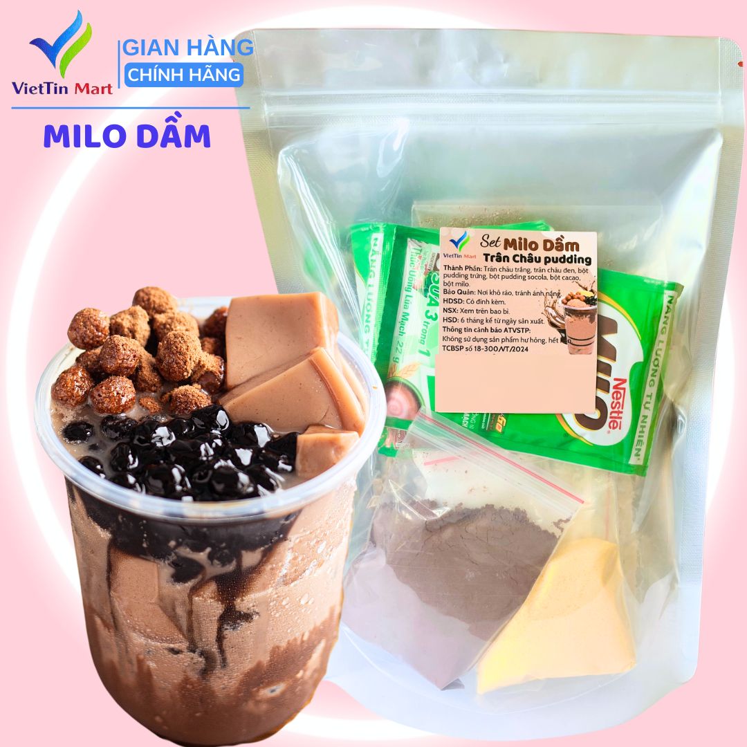 Set Milo Dầm Trân Châu Đường Đen Viettin Mart 400G