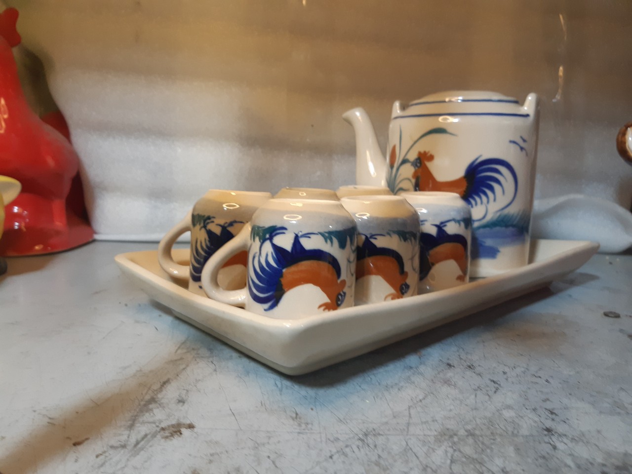 Bộ bình trà con gà hình chữ nhật