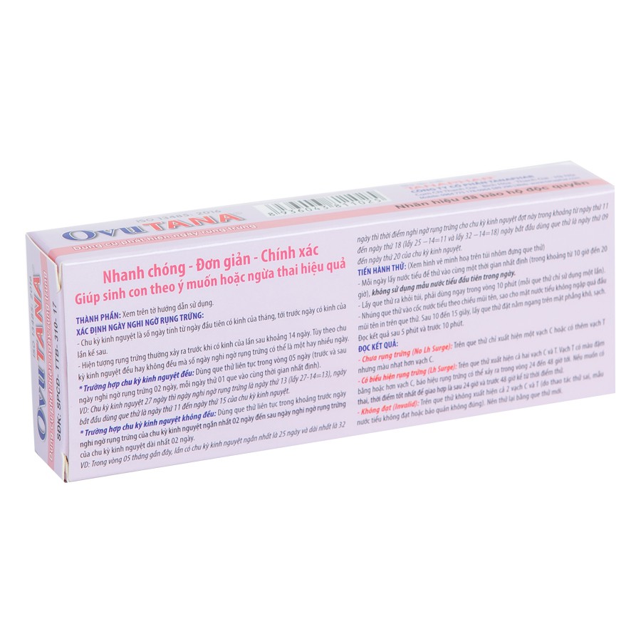 Que thử rụng trứng Ovutana (Hộp 12 Que)