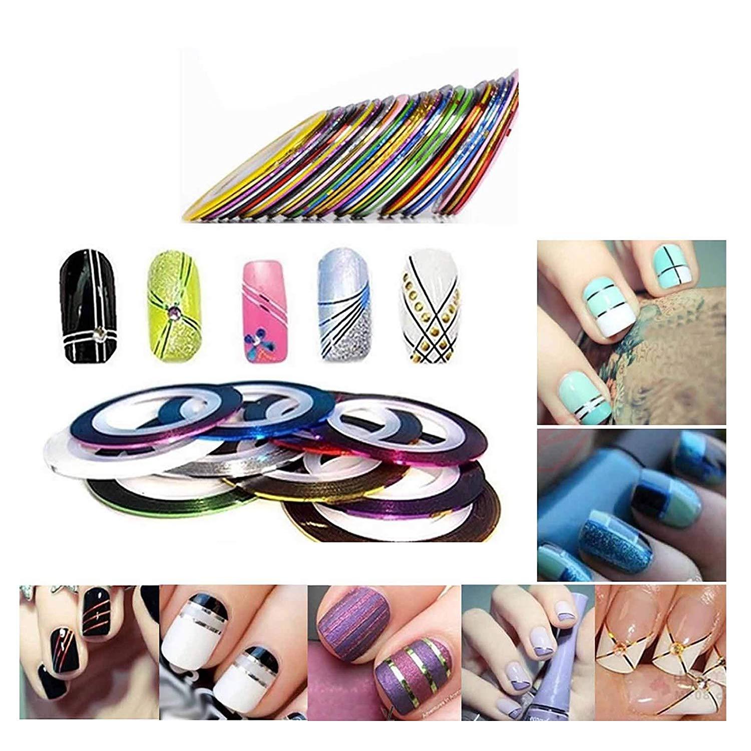 Combo 30 cuộn dây decal dán móng tay nghệ thuật nail art nhiều màu siêu đẹp lấp lánh - Dụng cụ làm nail YITA 001