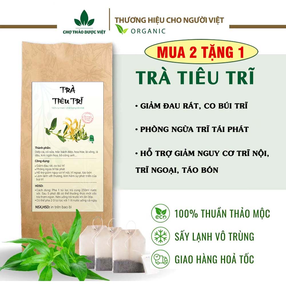 Trà tiêu trĩ túi lọc (Hỗ trợ tiêu búi trĩ, trĩ nội, trĩ ngoại, giảm táo bón) - Chợ Thảo Dược Việt