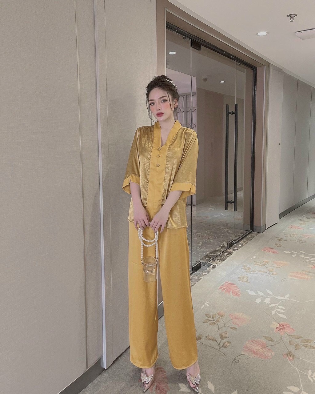 [HCM]Bộ đồ LAM đi chùa [SIÊU ĐẸP] Set bộ nữ mặc đi lễ lụa gấm CAO CẤP [FREESIZE TỪ 40-62KG] Đồ bộ nữ Pijama lụa đồ bộ đồ ngủ lụa đồ bộ nữ dễ thương