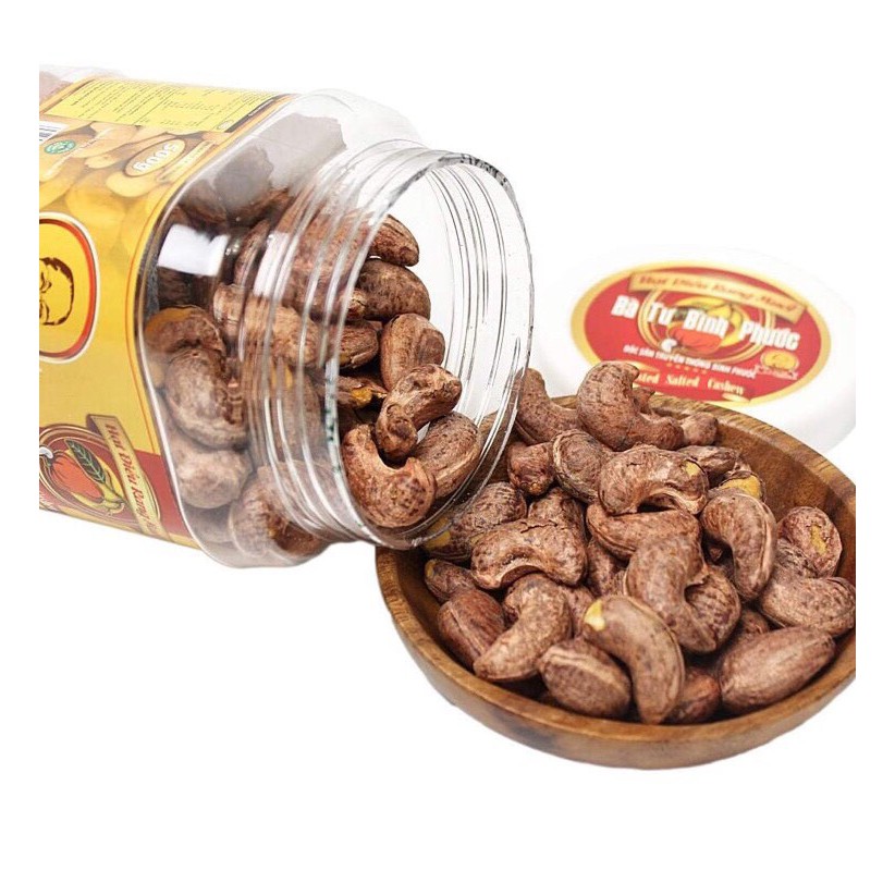 Hạt Điều Vỏ Lụa rang muối hộp 500g - Bà Tư Bình Phước