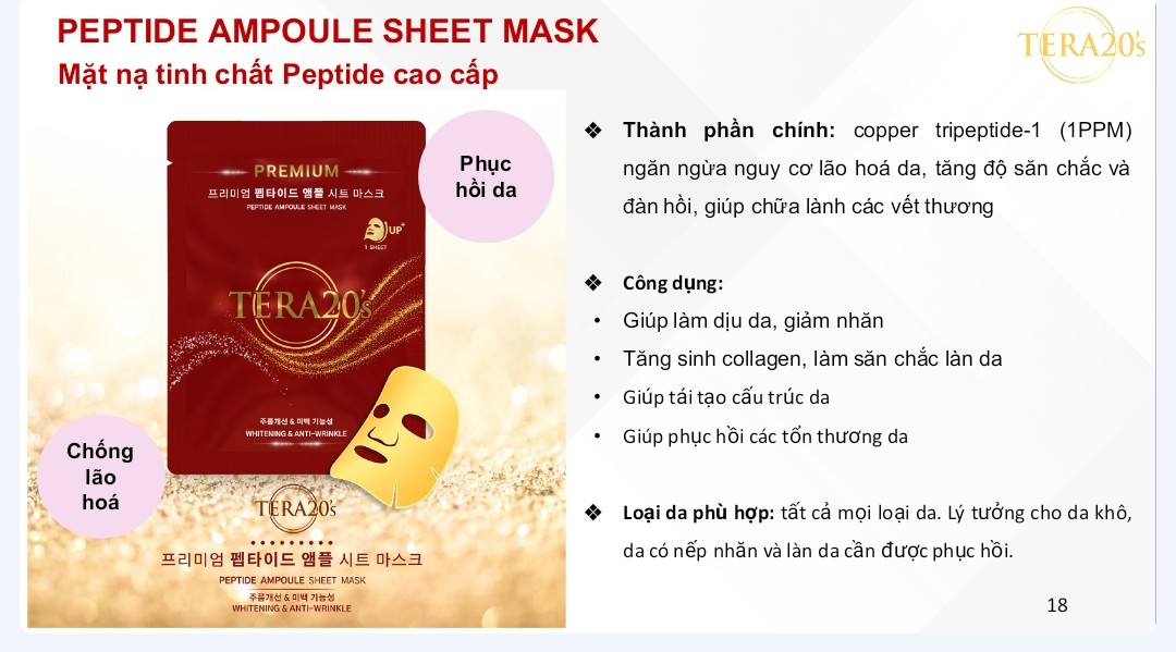 Mặt nạ tinh chất PEPTIDE cao cấp TERA20's