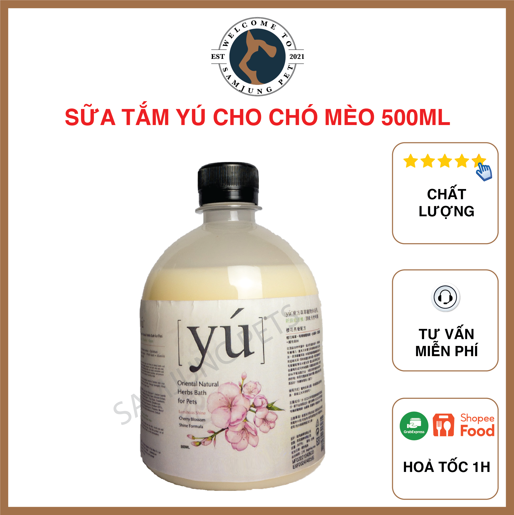 [ 500ml Repack Chính Hãng ] Sữa tắm yú cho chó mèo đủ mùi - SamJung Pets