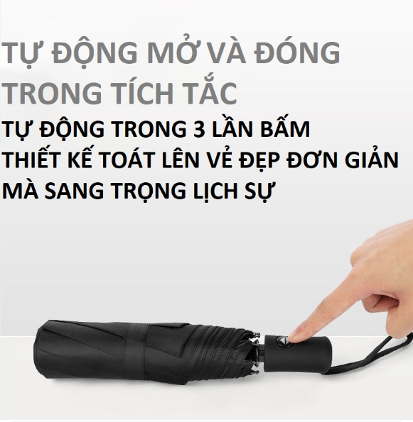 Ô dù che nắng mưa gấp gọn cao cấp cầm tay gấp gọn, mở đóng tự động phủ lớp chống tia uv, 10 lan siêu chắc chắn, công nghệ mới