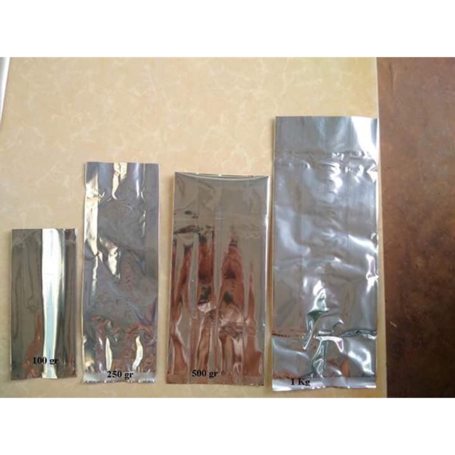 Túi thiếc gối hông đóng bột cà phê, chè (0,5kg-1kg/1 size túi)