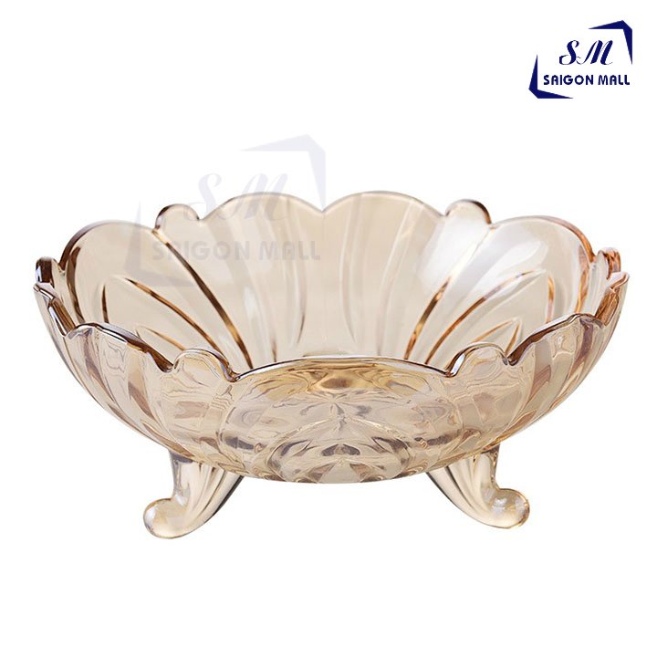 [HCM]Tô thủy tinh màu VÀNG 3 chân đựng hoa quả đựng trái cây tô đựng canh súp đựng thạch.. tô cao cấp sang trọng