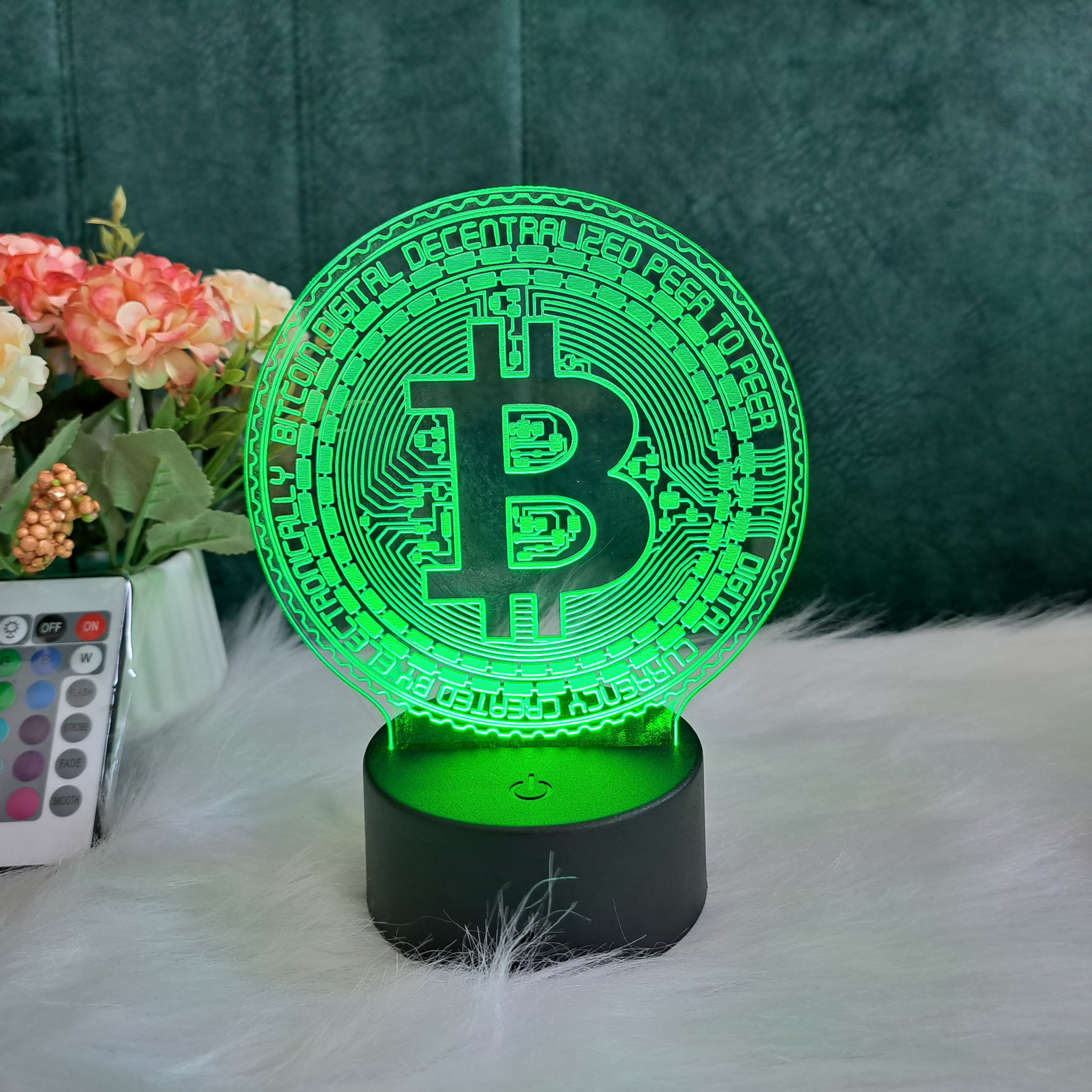 Đèn Led 3D đồng bitcoin 16 màu đẹp