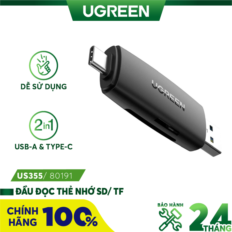 Bảng giá Đầu đọc thẻ nhớ SD/TF 2 trong 1 UGREEN 80191 USB-A & Type-C ​- Hàng chính hãng - Bảo hành 18 tháng Phong Vũ