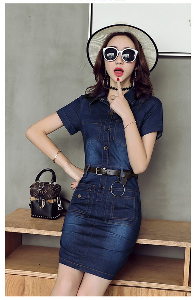 đầm jean phối nút cao cấp
