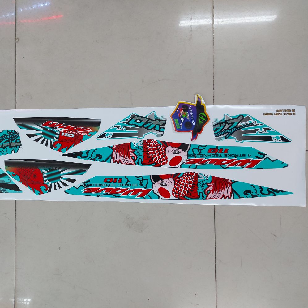 [HCM]Tem xe wave nhỏ  tem rời mẫu cá chép dán xe đen hoặc xe xanh.