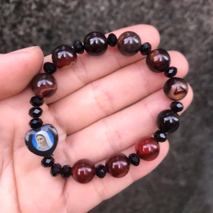 VÒNG CHUỖI MÂN CÔI ĐÁ MÃ NÃO NÂU ĐỎ HẠT 10LY