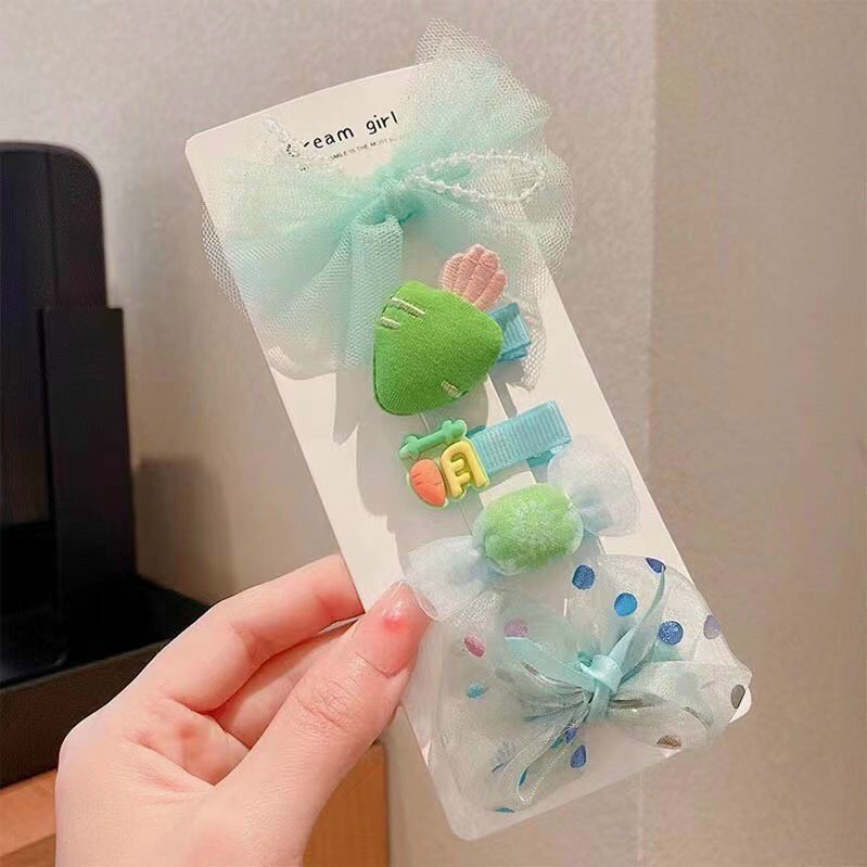 Vĩ 5 Kẹp mái bông hình hoa hình thú hoạt hình dễ thương