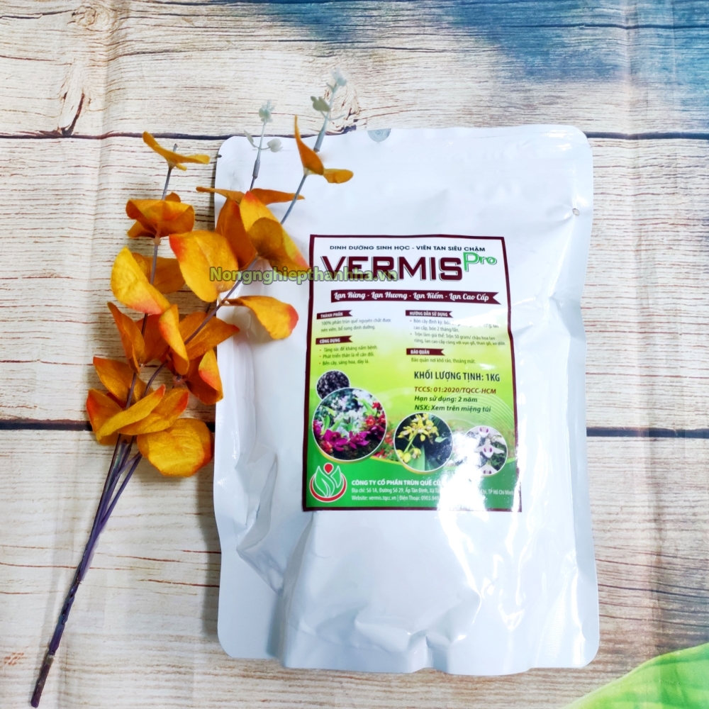 Phân Trùn Quế viên nén tan chậm cho lan VERMIS – gói 1kg