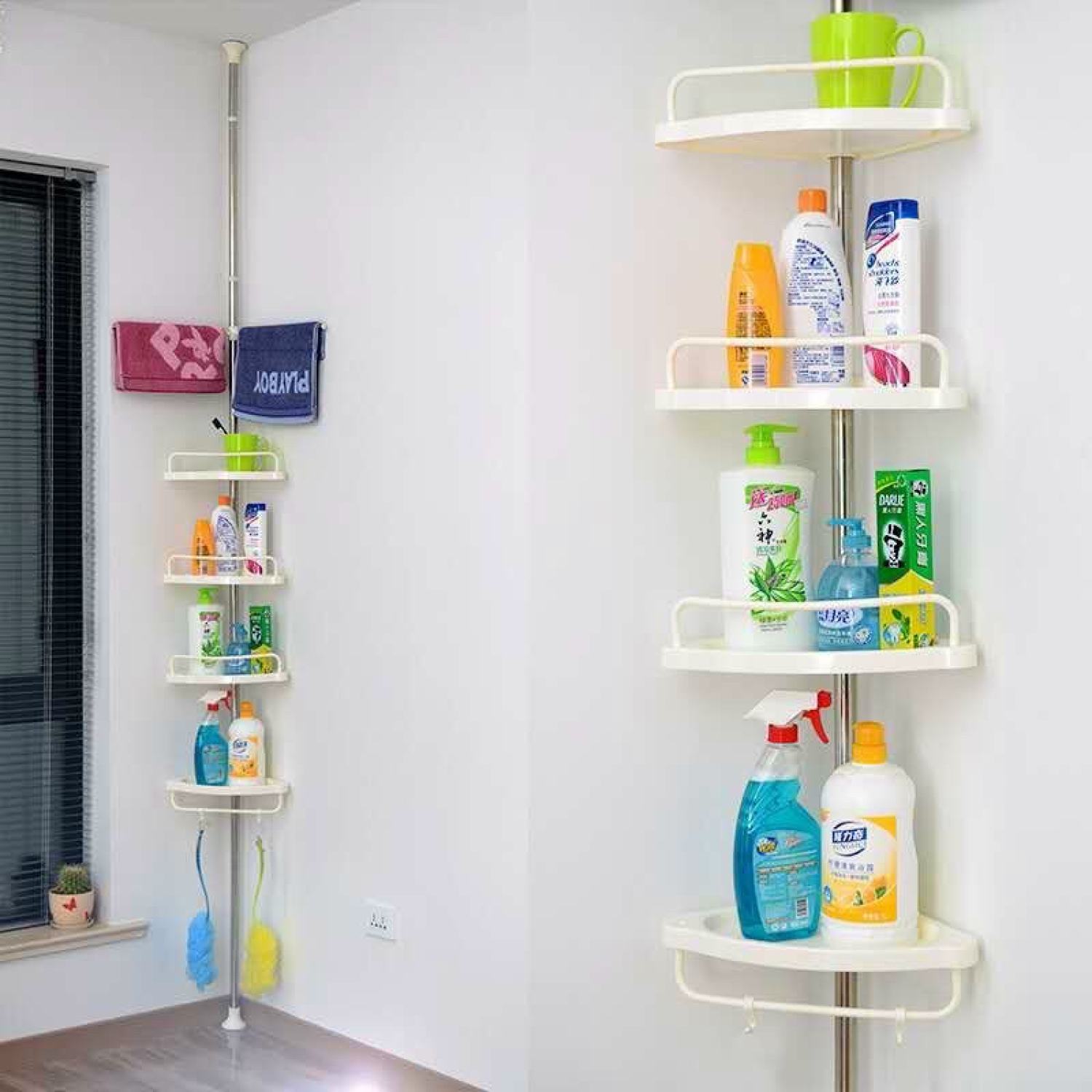 Kệ góc rút 4 tầng để đồ nhà tắm