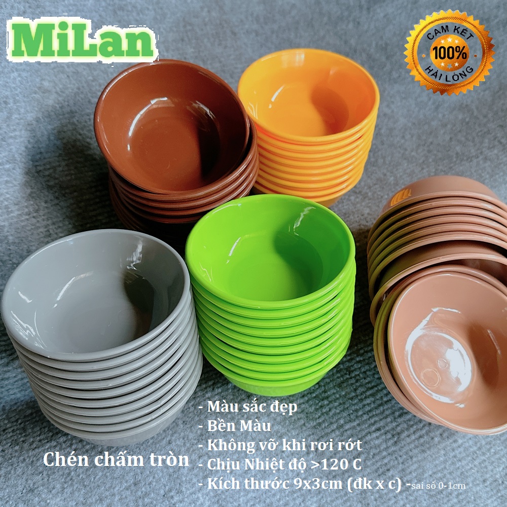 COMBO 10 Chén Nước Chấm Kiểu TRòn Trắng, Chén Muối Tiêu Nâu, Chén Chấm Sắc Màu