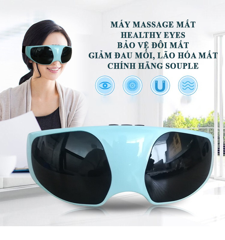 Máy massage mắt healthy eyes - giảm mỏi mắt, khô mắt, ngăn ngừa cận thị và mờ mắt. chính hãng souple.