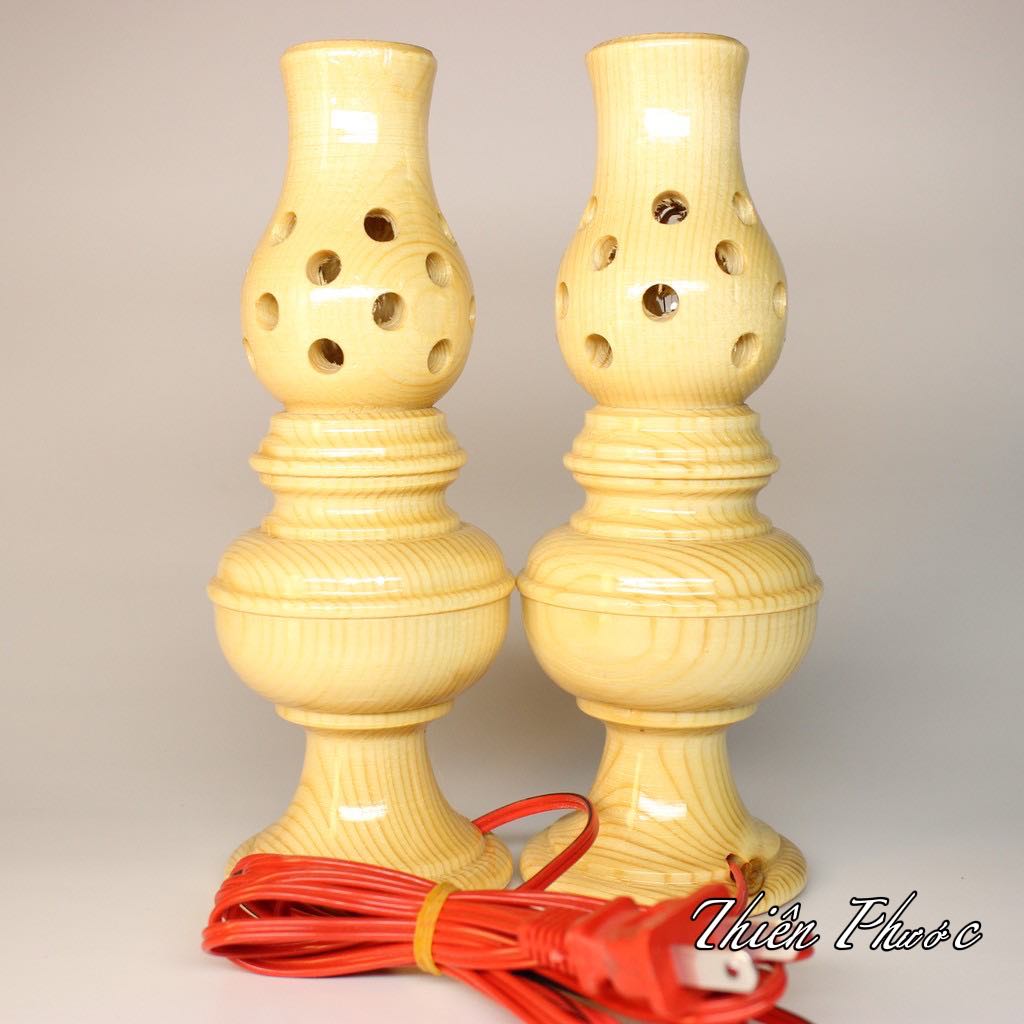 Đèn Công Giáo - Đèn Gỗ Điện Bàn Thờ Công Giáo 19cm ( Màu Cát )