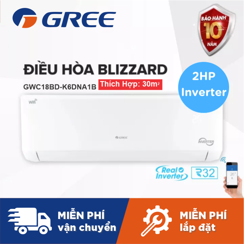 Bảng giá Máy Lạnh GREE BLIZZARD 2HP Inverter Wifi - Phù Hợp Phòng 15m2 Đến 20m2