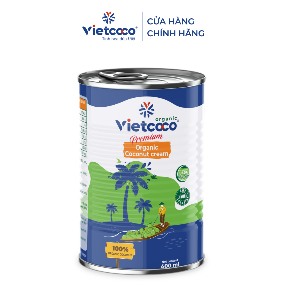 Nước cốt dừa tươi Organic Vietcoco - lon 400ml