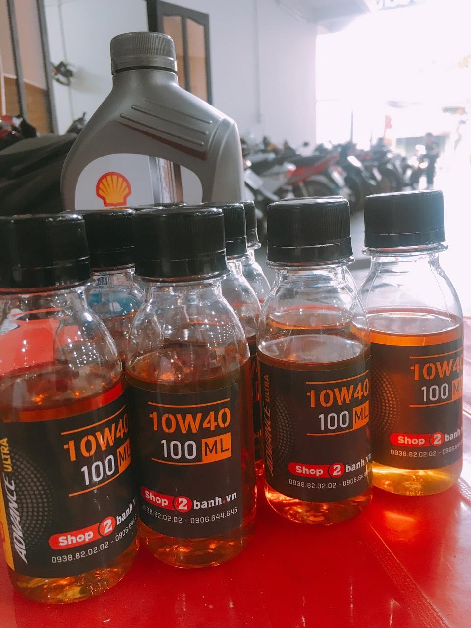 Combo Nhớt Shell Advance Ultra 10W40 1L và 100ml chiết lẻ