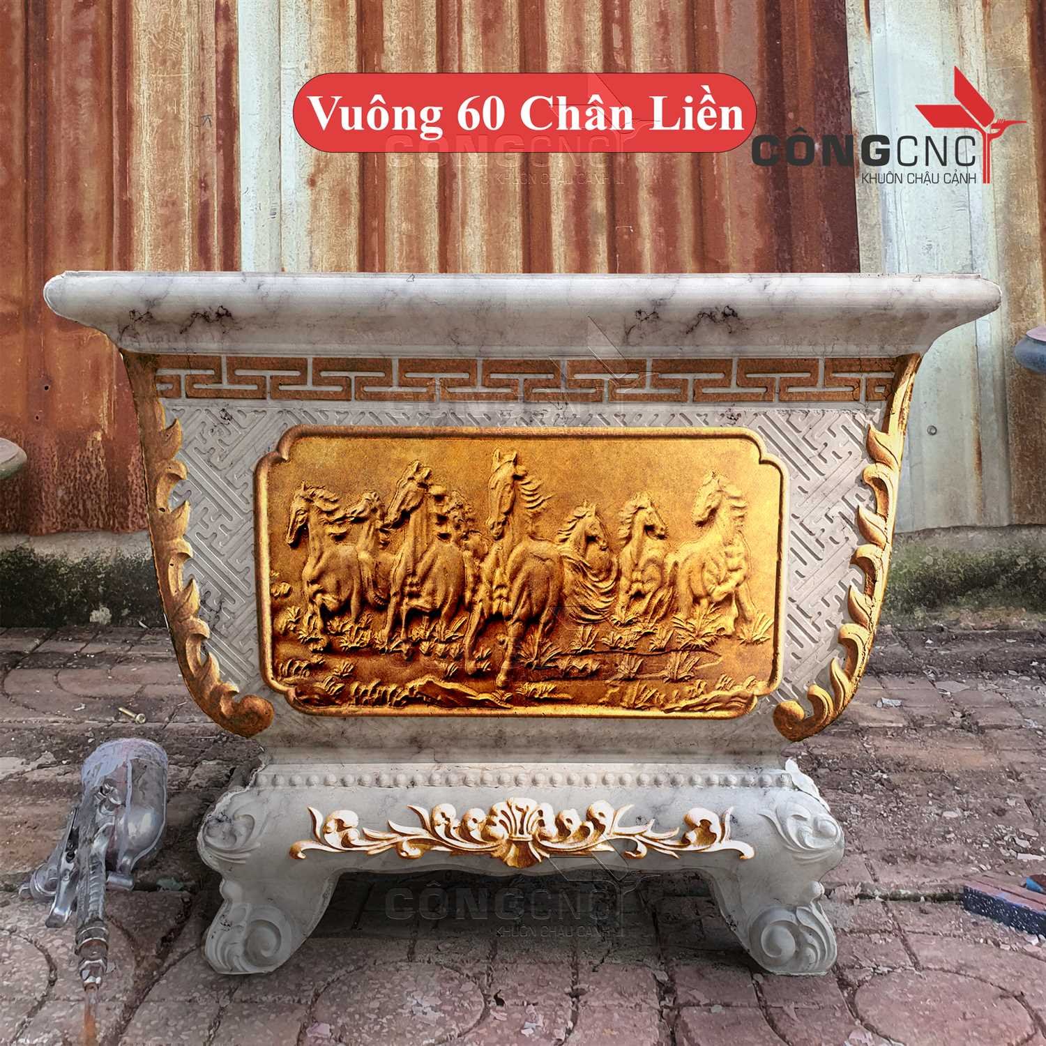 Khuôn Chậu Vuông 60 Chân Liền (Song Mã- Thuyền Buồm)