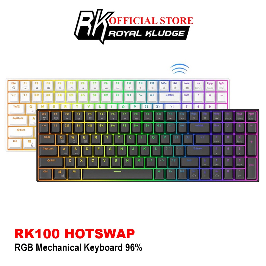 HOTSWAP RK100 RGB - Bàn phím cơ RK ROYAL KLUDGE RK100 2.4G không dây / Bluetooth / có dây RGB, 100 phím 3 chế độ