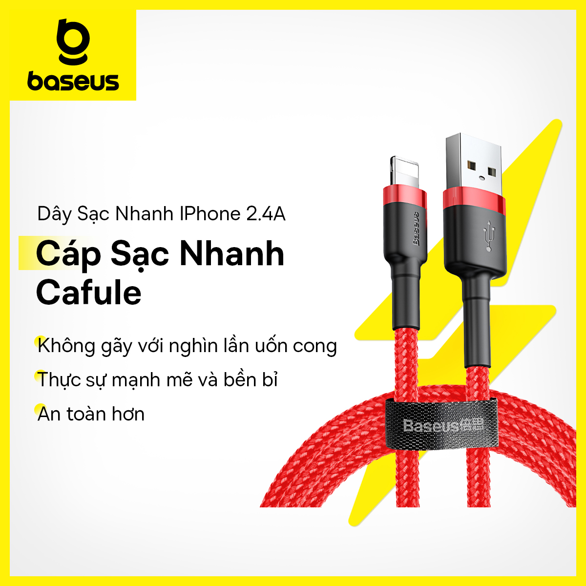 Cáp iPhone Baseus 2.4A Dây USB sạc nhanh cho iPhone 12 12 Pro Max 11 Cáp USB sạc nhanh cho Lightning iPhone XS XR X 8 7 6 5 6s
