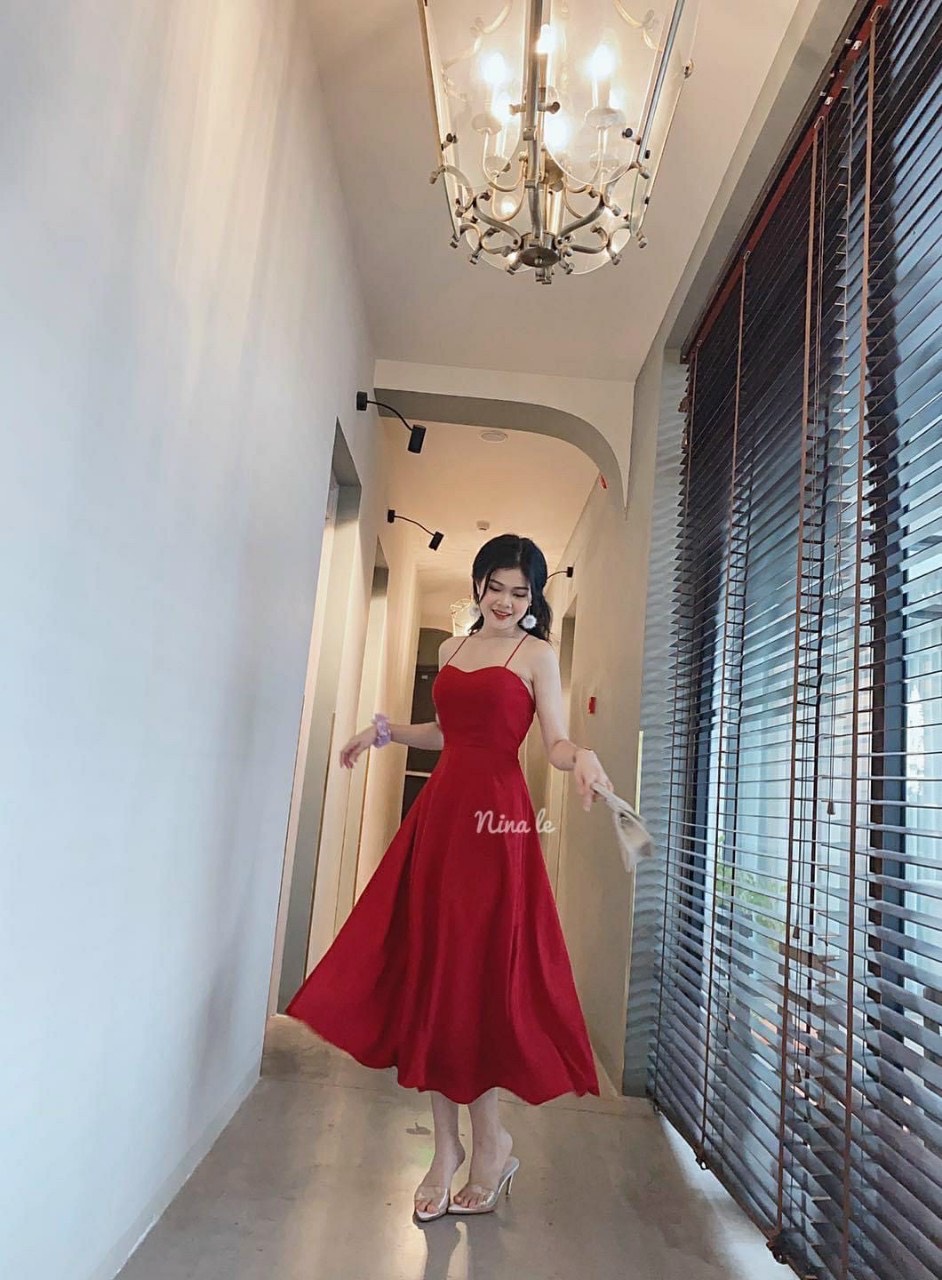 đầm lụa đan dây lưng hàng thiết kế xinh lung linh ld22
