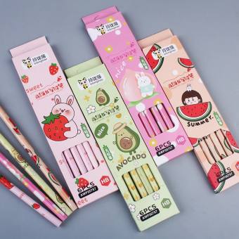 Hộp 6 bút chì gỗ hb họa tiết hoạt hình-ht