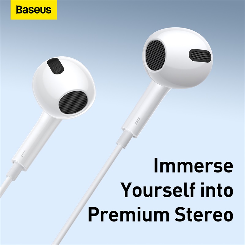 Baseus H17 3.5mm Earphones For Samsung Xiaomi Phone Half In Ear Hearphone Wired Headset With Mic For Smart Phone