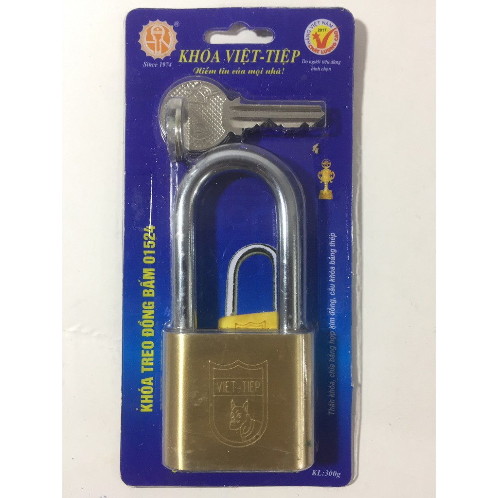 Ổ Khóa Cửa VIỆT TIỆP Bấm 01524 Cầu Dài 5 Phân (50mm) Đồng Thau Chính Hãng