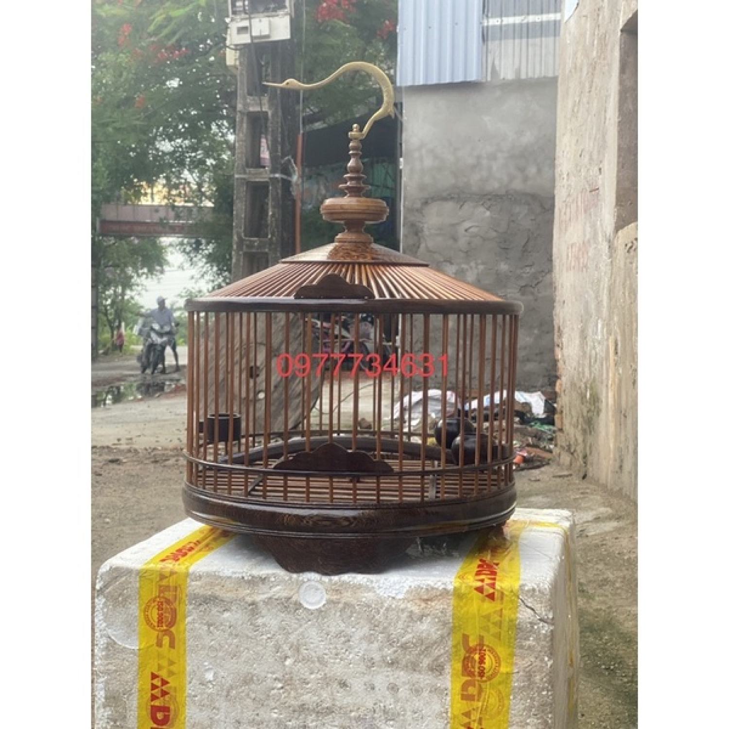 Lồng chim Cu gáy gỗ mun đuôi công size 40